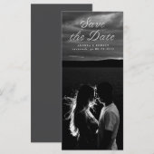 Tall Ribbon Script Save the Date Card (Voorkant / Achterkant)