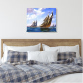 Tall Sail Ships bij Zee Wrapped Canvas (Insitu (Slaapkamer))