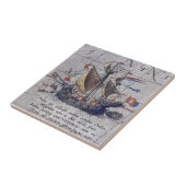 Tall Ship and Map of Pacific Ocean Tegeltje (Zijkant)