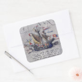 Tall Ship and Map of Pacific Ocean Vierkante Sticker (Envelop)