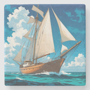 Tall Ship bij zee Stenen Onderzetter