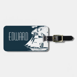 Tall Ship & Clouds Nautical Bagagelabel