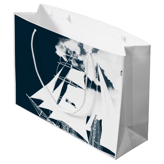 Tall Ship & Clouds Nautical Groot Cadeauzakje (Achterkant Gekanteld)