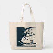 Tall Ship & Clouds Nautical Grote Tote Bag (Achterkant)
