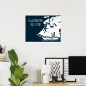 Tall Ship & Clouds Nautical Poster (Thuiskantoor)