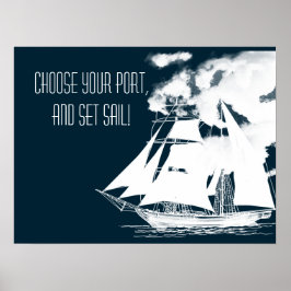 Tall Ship & Clouds Nautical Poster