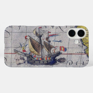 Tall Ship Map of the Pacific Ocean iPhone 16 Plus Hoesje