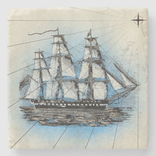  Tall Ship Maritime Illustration Stenen Onderzetter (Voorkant)