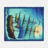 Tall Ship Nautical Fleece Deken (Voorkant (Horizontaal))