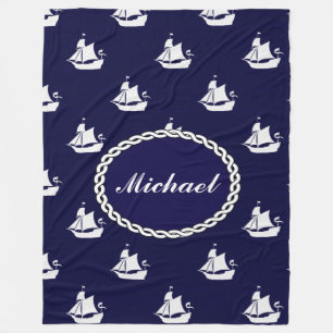 Tall Ship Nautical Personalized Fleece Blanket