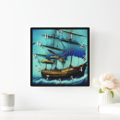 Tall Ship Nautical Vierkante Klok (Huis)