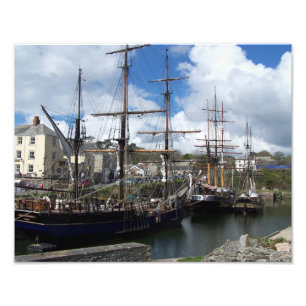 Tall Ships in Charlestown Harbor Cornwall Foto Afdruk