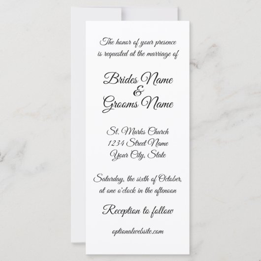 Tall Skinny Calligraphy Wedding Invitation (Voorkant)