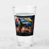 Tall TikiMeet.com Glas met Eilandmeisje (Voorkant)