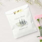 Tall Timber Waterverf Evergreen Trees Wedding Bedankzakje (Gezegeld)