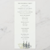 Tall Timber Waterverf Evergreen Trees Wedding Programma (Achterkant)