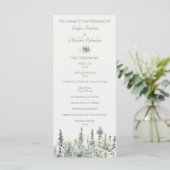 Tall Timber Waterverf Evergreen Trees Wedding Programma (Staand voorkant)