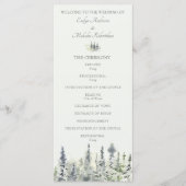 Tall Timber Waterverf Evergreen Trees Wedding Programma (Voorkant)