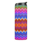 Tall travel mug with a vibrant zigzag pattern thermosbeker (Gedraaid links)