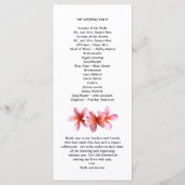 Tall Tropical Plumeria Wedding Programs Programma (Achterkant)