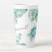 Tall Tropical Turquoise Blue Waterverf Zee Turtle Latte Mok (Voorkant)