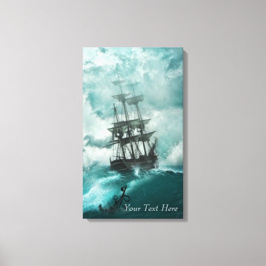 Tall verscheept op het Turbulent Zee Canvas Afdru (Voorkant)