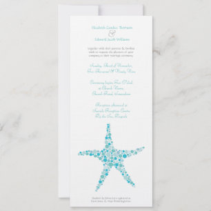 Tall Wedding Aqua Turquoise Starfish Invitation Kaart