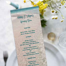 Tall Wedding Menu Tropical Beach Scene Sjabloon