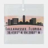 Tallahassee FL City Skyline Glass Ornament (Voorkant)