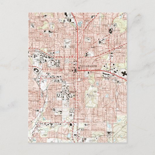 Tallahassee Florida Map (1999) Briefkaart (Voorkant)