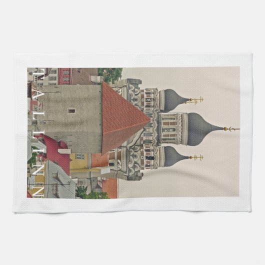 Tallinn Alexander Nevsky Kathedraal uitzicht theed Theedoek (Horizontaal)