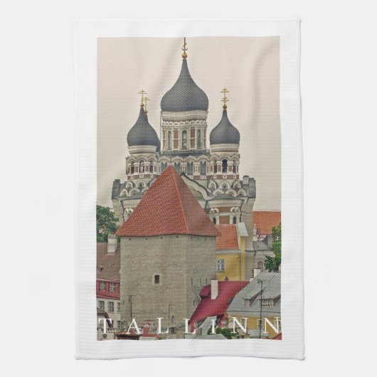 Tallinn Alexander Nevsky Kathedraal uitzicht theed Theedoek (Verticaal)
