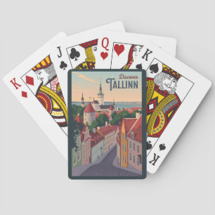 Tallinn Estland Illustratie Reizen Art Vintage Pokerkaarten