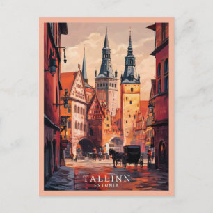 Tallinn Estland Old Street Vintage Travel Briefkaart