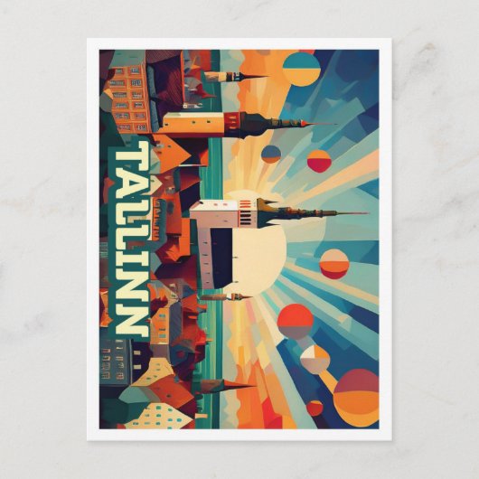 Tallinn Estland Reis artistiek kleurrijk Briefkaart (Voorkant)