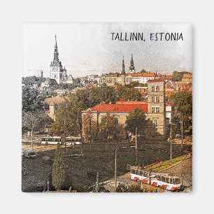 Tallinn Estland Stad Panorama Uitzicht Magneet