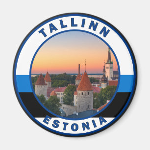 Tallinn Estonia Retro Travel Art Cirkel  Magneet