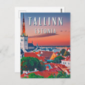 Tallinn, middeleeuwse stad van Estland Briefkaart (Voorkant / Achterkant)