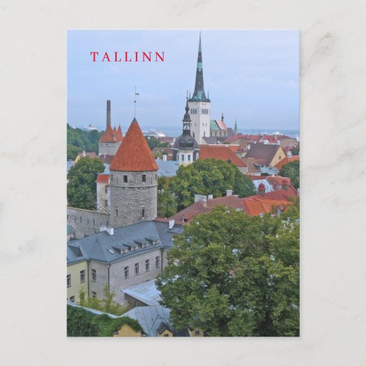 Tallinn Oude Stad torens zicht ansichtkaart Briefkaart (Voorkant)