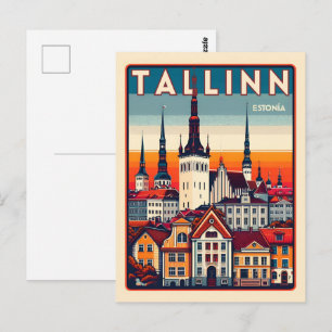 Tallinn stad Estland retro reis geschenken Briefkaart