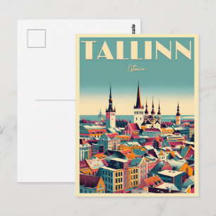 Tallinn stad Estland retro reisgeschenken Briefkaart