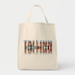 Tallinn-tekst samengesteld uit oud uitzicht tote bag