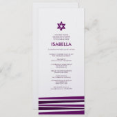 Tallit Bar Mitzvah en invitation violette (Devant / Derrière)