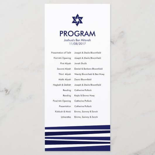 Tallit Bar Mitzvah Programma (Voorkant)