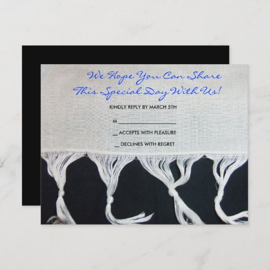 Tallit Tallis Bar Bat mitzvah Invitation Inv Répon (Devant / Derrière)