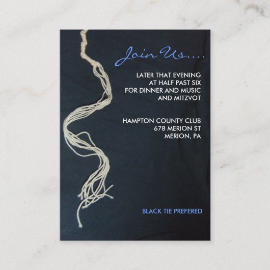 Tallit Tallis Bar Bat Mitzvah Reception Card Informatiekaartje (Voorkant)