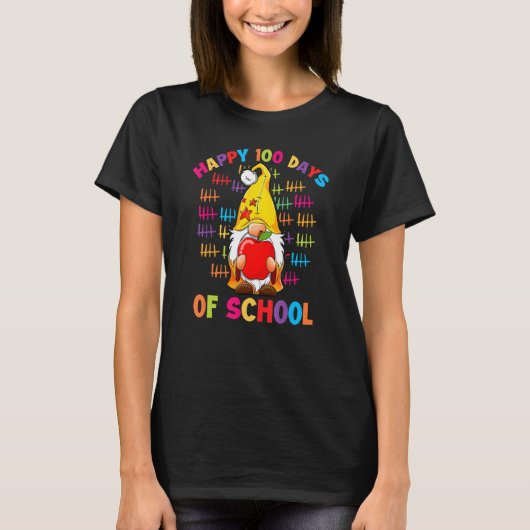 Tally Marks Happy 100th Day Of School Gnome Studen T-shirt (Voorkant)