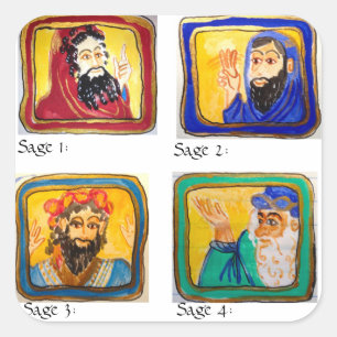 Talmud Studie Aid: Vier Wijzen Vierkante Sticker