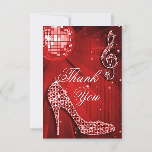 Talons à paillettes boule disco rouge Merci (Devant)