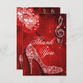 Talons à paillettes boule disco rouge Merci (Devant / Derrière)